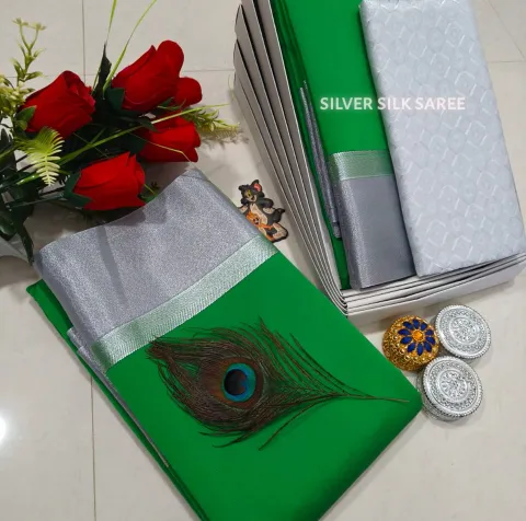 Green Silver Border Silk saree
