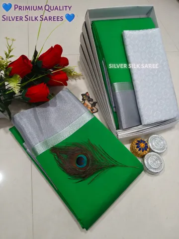Green Silver Border Silk saree